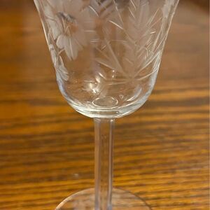 5 Small  Etched Vintage Cordial Glasses
